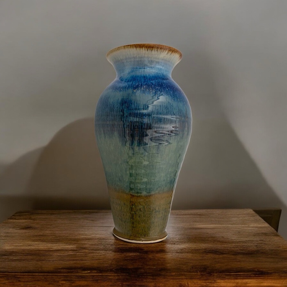 Vintage Large Blanket Creek Art Pottery Vase, Hand Thrown, Drip Glaze, Signed - Picture 8 of 8